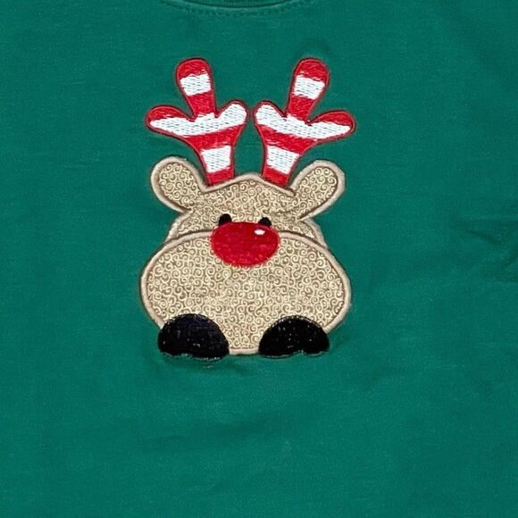 Monag Green long sleeve tee with appliqué Rudolph and Candy Cane Leggings - Picture 3 of 6